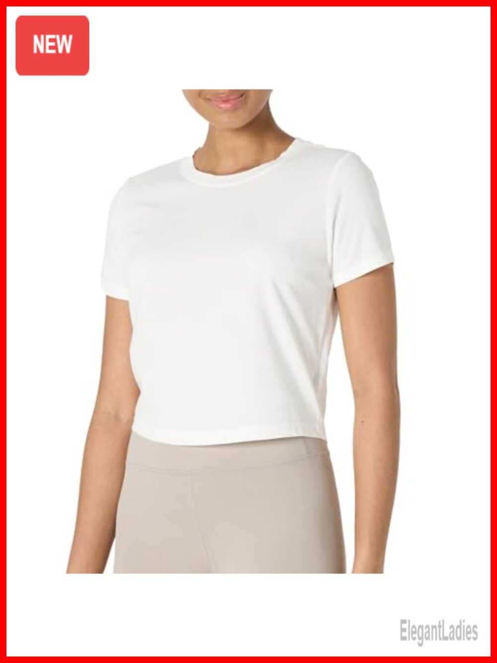 Women's Regular Fit Cotton Modal Crewneck Short Sleeve Cropped Active T-Shirt